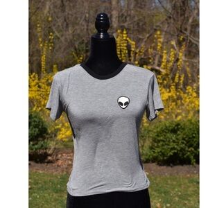 Brandy Melville grey alien crop shirt